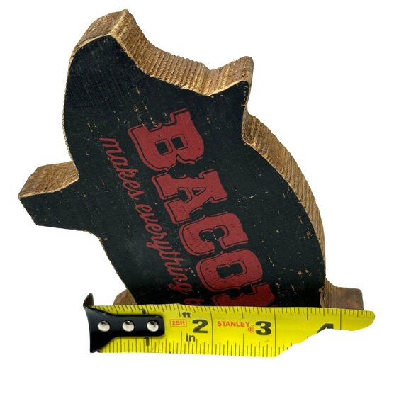 Rustic Pig Shaped Wood Decor Distressed Accent Primitive Kitchen Home - Picture 10 of 12